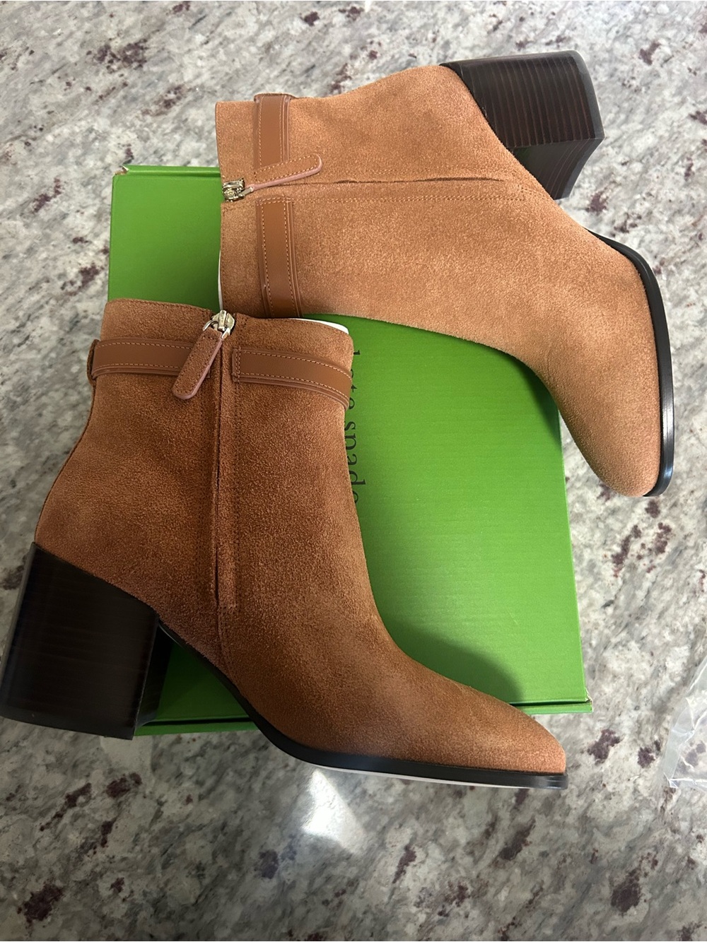 kate spade Phoebe Suede Heeled Booties in Warm Ginger - NIB - Picture 5 of 8